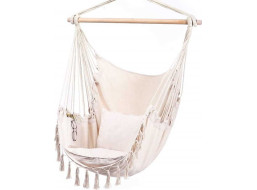 Závesné hojdacie kreslo BOHO s vankúšmi - krémové