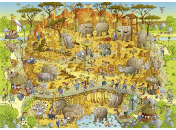 HEYE Puzzle Šialená ZOO: Africká expozícia 1000 dielikov