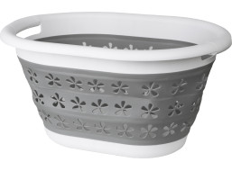 Skladací oválný kôš na bielizeň COMPACT 50 x 37 cm - šedý 25L