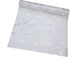 Behúň na stôl SILVER WINTER 300 cm - biely/strieborný