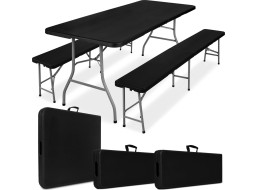 Cateringový set FETA BLACK - stôl 180 cm + 2 lavice