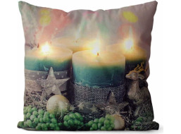 Vianočná LED obliečka na vankúš 45x45 cm - Adventné sviečky