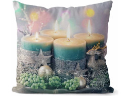 Vianočný LED vankúš 45x45 cm - Adventné sviečky