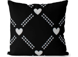 Obliečka na vankúš CUPID 40x40 cm - Diamanty a srdiečka - čierna