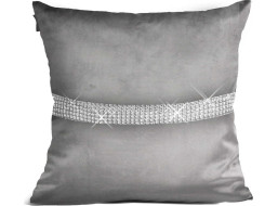 Obliečka na vankúš CLARE VELVET so zirkónmi 45x45 cm - šedá