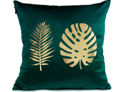 Obliečka na vankúš GOLDEN STYLE VELVET 40x40 cm - Monstera - tmavo zelená/zlatá