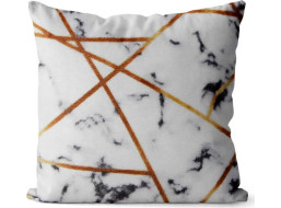 Vankúš PRADO MARBLE Mramor 40x40 cm - biely/zlatý