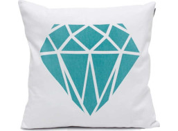 Obliečka na vankúš DIAMOND LOVE Diamant 45x45 cm - biela/tyrkysová