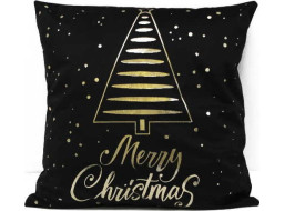Obliečka na vankúš GOLD CHRISTMAS TREE 45x45 cm - čierna/zlatá
