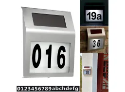 LED solárna lampa s číslom domu - strieborná