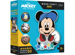 TREFL Wood Craft Junior puzzle Vo svete Mickeho Mouse 50 dielikov