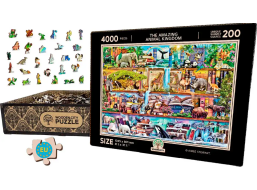 WOODEN CITY Drevené puzzle Úžasné kráľovstvo zvierat 2v1, 4000 dielikov