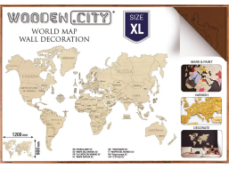 WOODEN CITY Drevená mapa sveta veľkosť XL (120x80 cm) hnedá