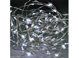 Vianočná reťaz strieborná 10 m - 100 mini LED - studená biela