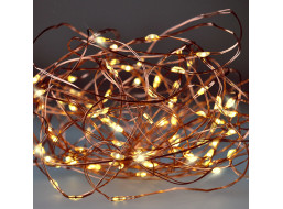 Vianočná medená reťaz - 100 mini LED - teplá biela