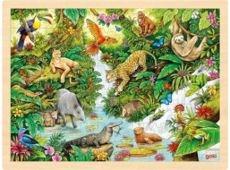GOKI Drevené puzzle Džungľa 96 dielikov