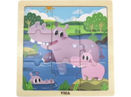 VIGA Drevené puzzle Hrošíci, 9 dielikov
