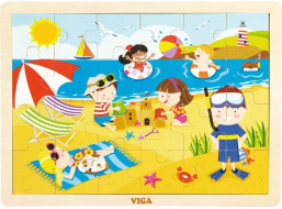 VIGA Drevené puzzle Leto 24 dielikov