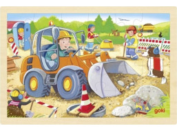 GOKI Drevené puzzle Stavenisko 24 dielikov