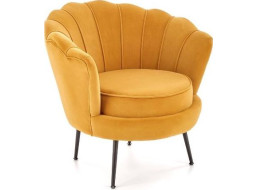 Kreslo AMORTO - čalúnené - horčicové/čierne