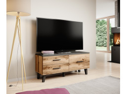 Televízny stolík LEILA - 120x40x53 cm - dub wotan/čierny