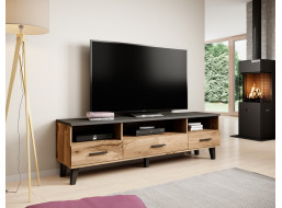 Televízny stolík LEILA - 180x40x53 cm - dub wotan/čierny