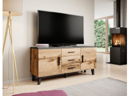 Komoda LEILA 2D3S - 150x69x45 cm - dub wotan/čierny