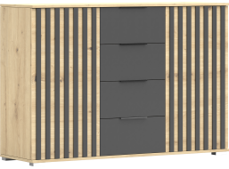 Komoda VERONA 2D4S - dub artisan/čierna
