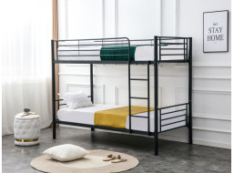 Kovová poschodová posteľ BUNKY 200x90 cm - čierna