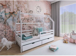 Detská domčeková posteľ so šuplíkmi LILIE - 200x90 cm - biela