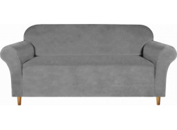 Poťah na sedačku 3os. SMART PROTECT Velvet L - šedý