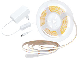 LED COB opasok, sada s adaptérom, vypínač, 5m, 8W/m, 800lm/m, teplá biela