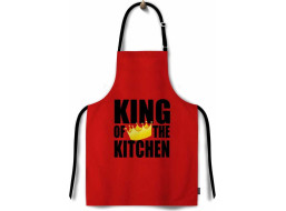 Kuchynská zástera KING OF THE KITCHEN 65x77 cm - červená