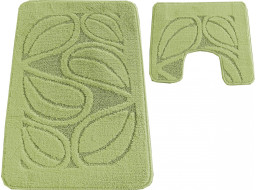 Súprava kúpeľňových predložiek s výrezom TÁŇA - flora - svetlo zelená