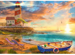 SCHMIDT Puzzle Západ slnka nad zátokou s majákom 1000 dielikov