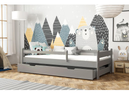 Detská posteľ z masívu borovice FILÍPOK - 200x90 cm - šedá