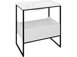 Sapho SKA konzola pod umývadlo so zásuvkou 750x850x460mm, čierna mat/biela lesk SKA602