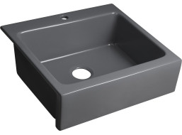 Sapho ARYA keramický drez s otvorom pre batériu 66x62 cm, antracit 50166-112