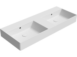 GSI KUBE X keramické dvojumývadlo 120x47cm, brúsená spodná hrana, bez otvoru, biela mat 94259009