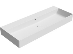 GSI KUBE X keramické umývadlo 120x47cm, brúsená spodná hrana, bez otvoru, biela mat 94249009