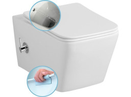 Sapho PORTO CLEANWASH závesná WC misa Rimless, integrovaná batéria a bidet. spŕška, 36x5cm, biela PZ102RX