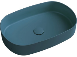 Isvea INFINITY OVAL keramické umývadlo na dosku, 55x36cm, zelená petrol 10NF65055-2P