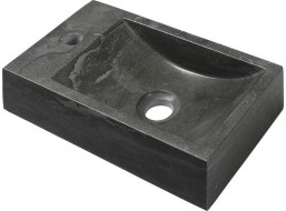 Sapho BLOK kamenné umývadlo 40x22cm, batéria vľavo, antracit 2401-38