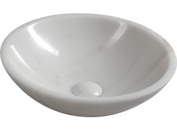 Sapho BLOK kamenné umývadlo na dosku Ø 40 cm, leštený biely mramor 2401-34