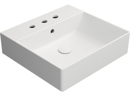 GSI KUBE X keramické umývadlo 50x47cm, brúsená spodná hrana, 3 otvory, biela mat 94309309