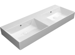 GSI KUBE X keramické dvojumývadlo 120x47cm, brúsená spodná hrana, bez otvoru, biela ExtraGlaze 94259011