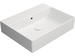 GSI KUBE X keramické umývadlo 60x47cm, brúsená spodná hrana, bez otvoru, biela mat 94319009