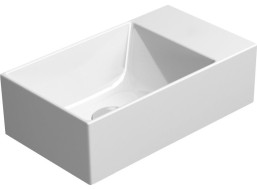 GSI KUBE X keramické umývadlo 40x23cm, brúsená spodná hrana, bez otvoru, pravé/ľavé, biela mat 94849009
