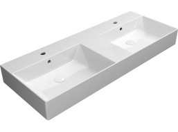 GSI KUBE X keramické dvojumývadlo 120x47cm, brúsená spodná hrana, biela ExtraGLaze 94259111