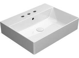 GSI KUBE X keramické umývadlo 60x47cm, brúsená spodná hrana, 3 otvory, biela ExtraGlaze 94319311